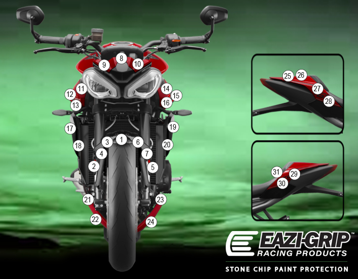 Eazi-Guard Paint Protection Film for Triumph Street Triple 2023, gloss or matte